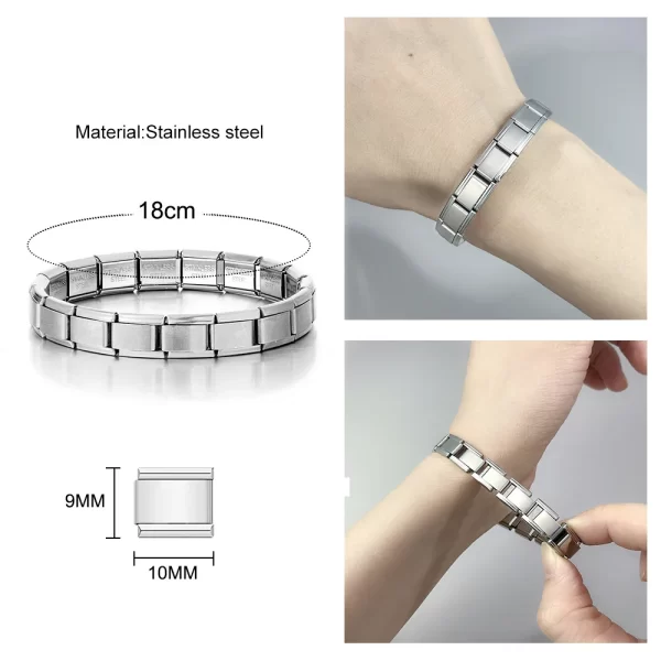 Bracelets à breloques italiens, chaîne de base, en acier inoxydable, Modules assemblés polyvalents, cadeau idéal, universel, 9mm, livraison directe – Image 4