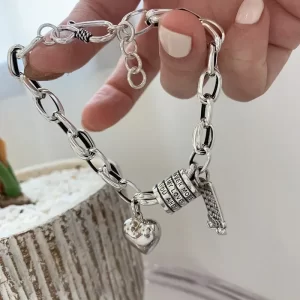 Bracelet en argent Sterling 925 thaïlandais pour femmes, nouveau bijou Vintage géométrique en forme de cœur, amour porte-bonheur, Punk, à la mode, livraison directe, 2023