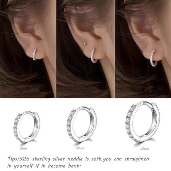 Petites boucles d'oreilles créoles en argent Sterling 925, Huggie en zircone plaqué or 14 carats, Piercing pour Cartilage, manchette d'oreille, petites boucles d'oreilles pour femmes et hommes – Image 4