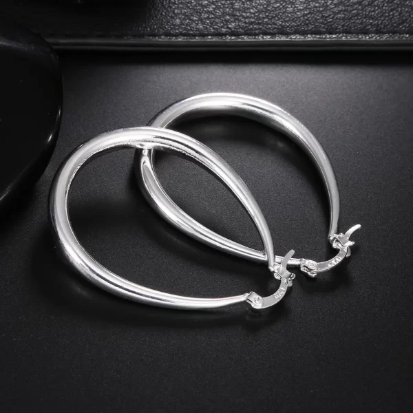 Boucles d'oreilles en argent Sterling 925 pour femmes, grand cercle lisse de 41MM, accessoires de fête de mariage, bijoux cadeaux de noël – Image 6