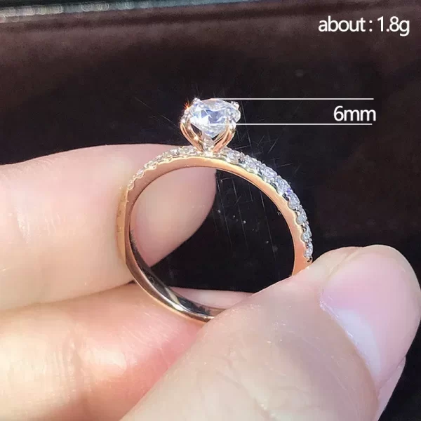 Bague ronde en cristal de zircone, Design classique à 4 griffes, simplicité, tempérament élégant, bijoux de fiançailles, de mariage, cadeaux pour femmes, 1 pièce – Image 4