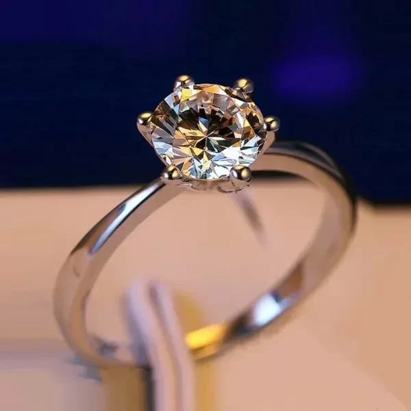Bague de fiançailles en Zircon Moissanite pour hommes/femmes, classique, Six griffes, proposition de Couple, paire ouverte et réglable, bijoux de mariage – Image 5